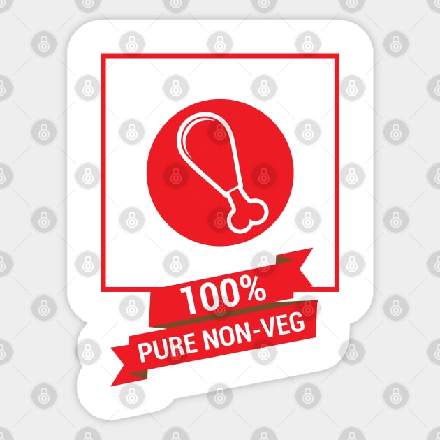 100% Pur Non-Veg Meat Eater Pride Sticker by alltheprints